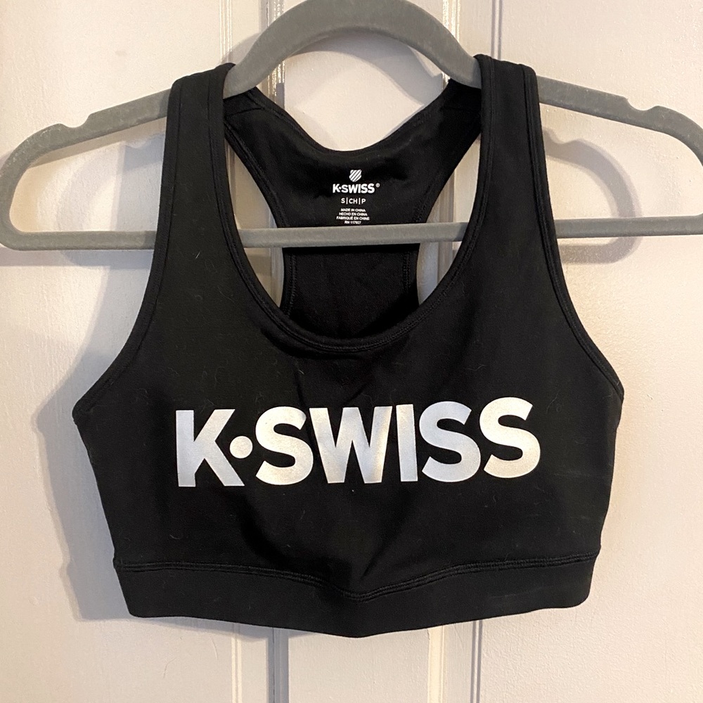 K SWISS sports bra with silver graphic S